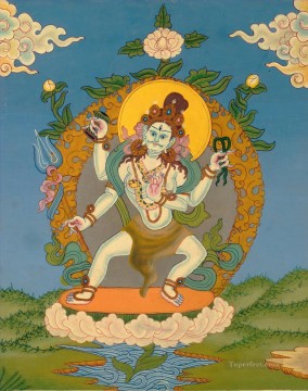  Buddhism Painting - Dancing Shiva Tibetan Thangka Buddhism